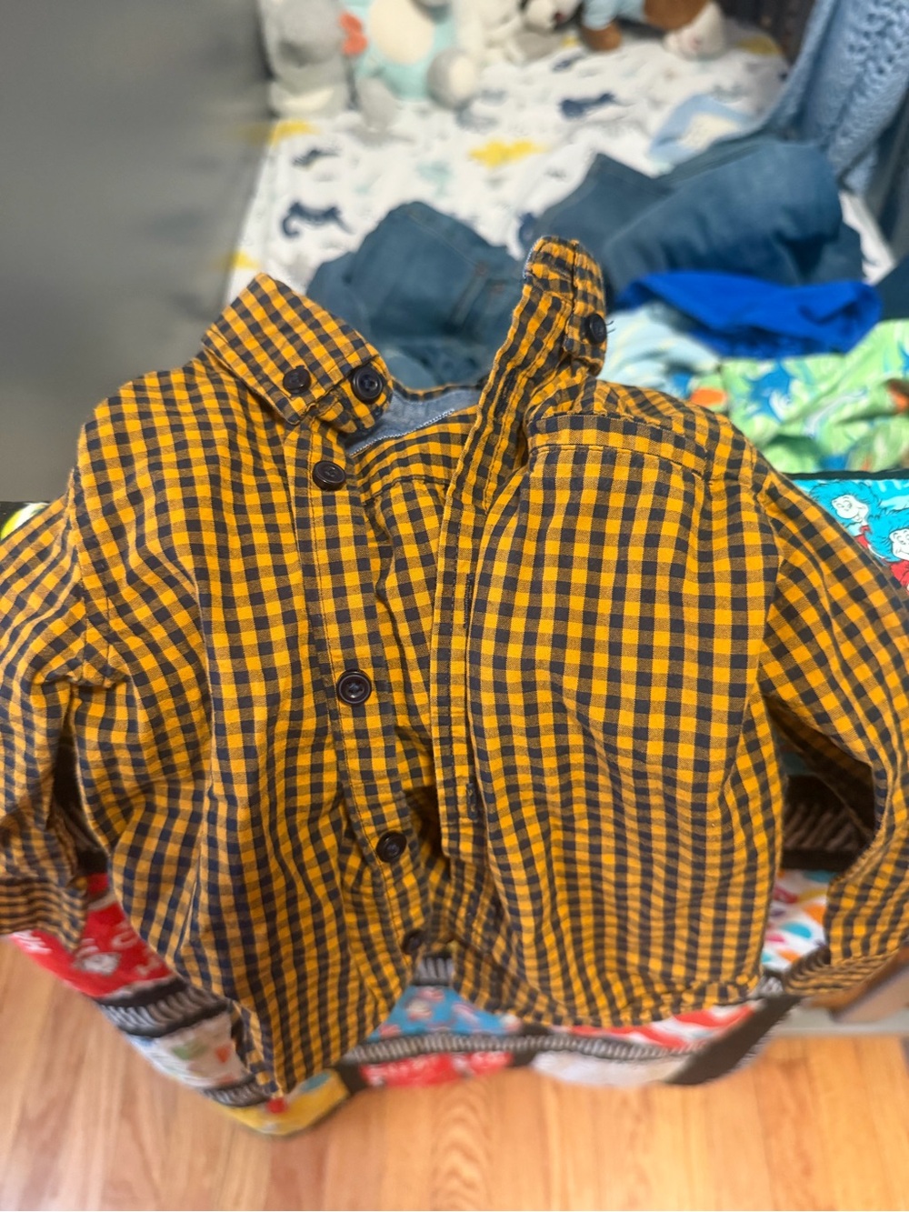 Primark Yellow and Black Gingham Button-Down Shirt